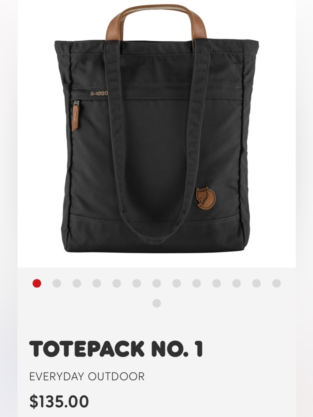 FJALLRAVEN TOTEPACK NO. 1 Black